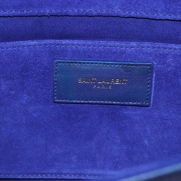 Authentic SAINT LAURENT Y Line Leather Blue Gold Clutch Bag bst576-121825 - Picture 16 of 16
